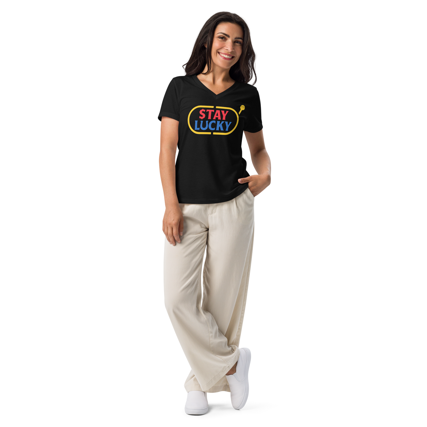 Women’s V-neck Stay Lucky Tee