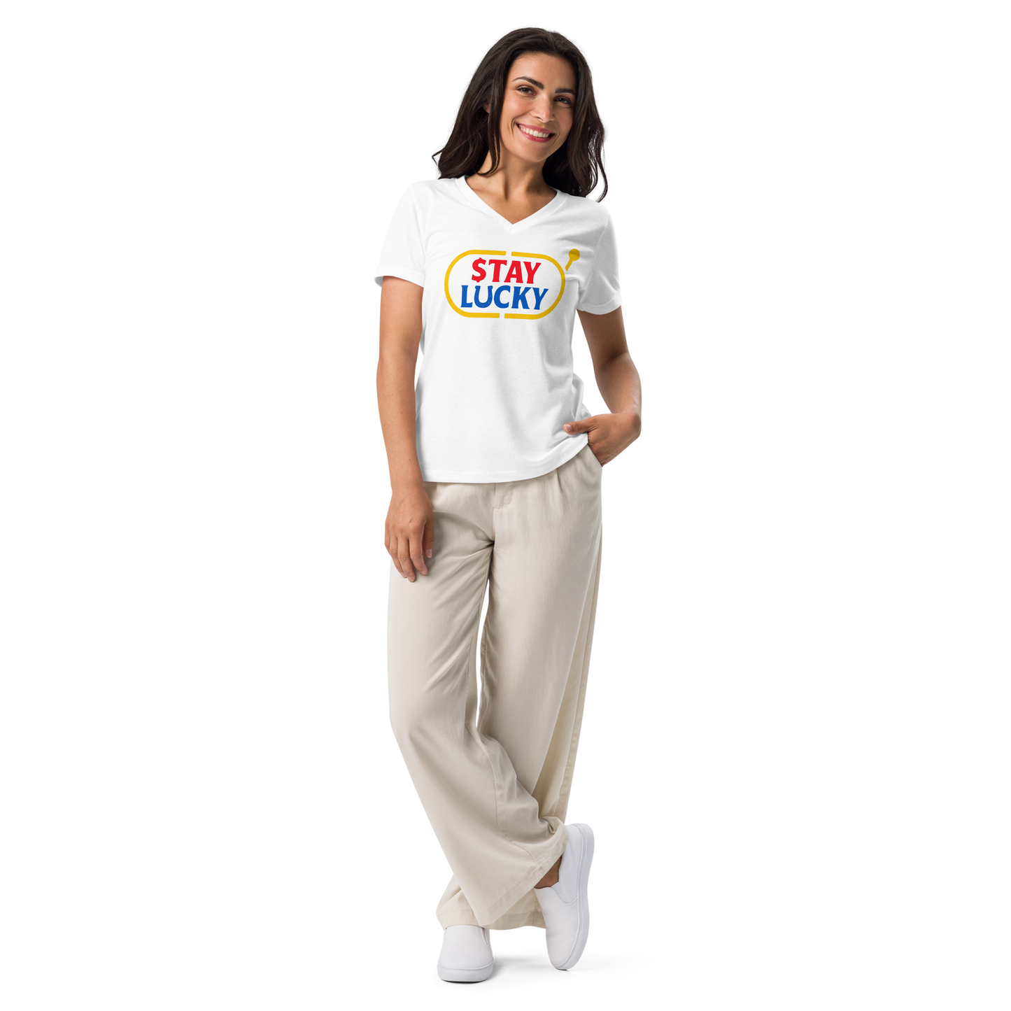 Women’s V-neck Stay Lucky Tee