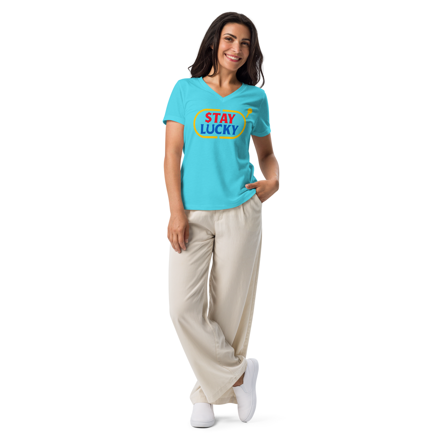 Women’s V-neck Stay Lucky Tee
